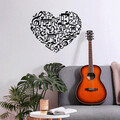 Decoratiune de perete, Musical Love, Metal, Dimensiune: 70 x 57 cm, Negru