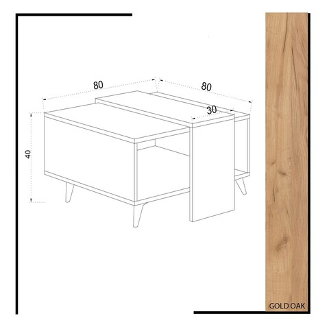 Masuta de cafea, Mod Design, Dowel, 80x40x80 cm, Stejar / Alb