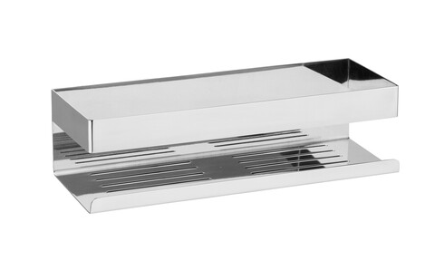 Suportaccesorii baie, Wenko, Turbo-Loc, Genova Shine, 30 x 8 x 10.5 cm, inox, gri