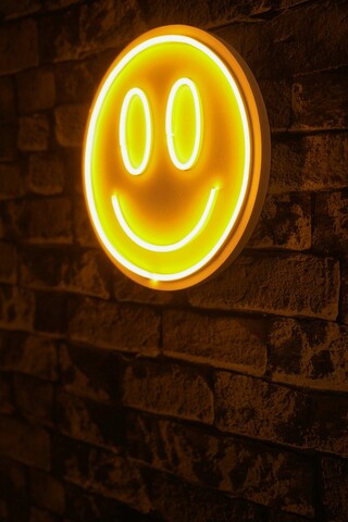 Decoratiune luminoasa LED, Smiley,  Benzi flexibile de neon, DC 12 V, Galben