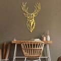 Decoratiune de perete, Red Deer 3, Metal, Dimensiune: 42 x 70 cm, Auriu