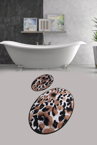 Set covoraș de baie (2 bucăți), Chilai, Leopard DJT, Micropoliamida, Multicolor