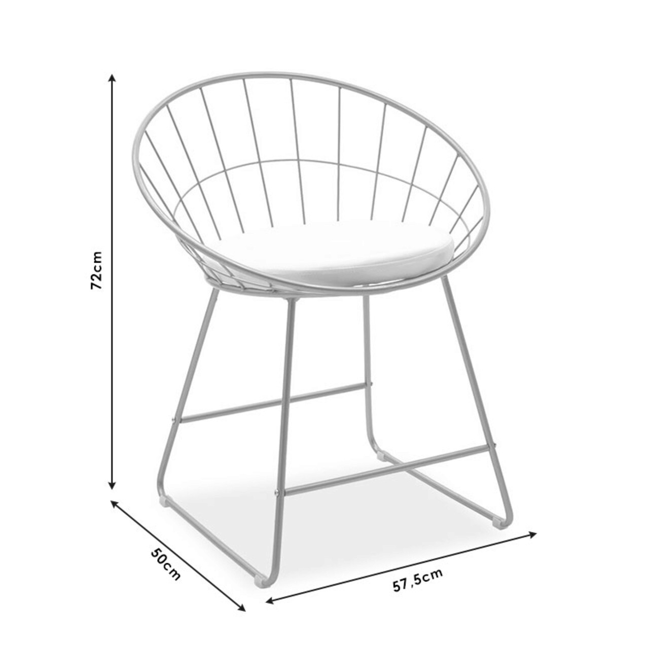 Scaun Seth, Pakoworld, 58x50x71 cm, metal/PVC, negru