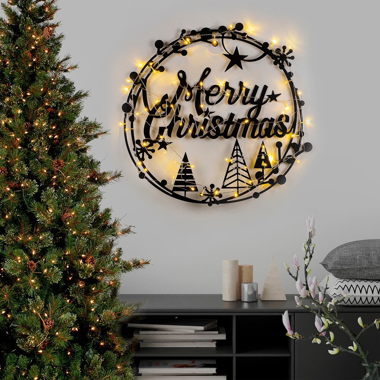 Decoratiune de luminoasa XMASBLACK-021, Tanelorn, 60x72 cm, metal, negru - 1 | YEO