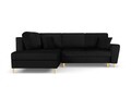 Coltar extensibil stanga 5 locuri, Moghan, Micadoni Home, GL, 243x194x88 cm, catifea, negru