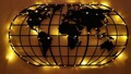 Decoratiune de perete, World Map Globe Led, Metal, Dimensiune: 60 x 120 cm, Negru