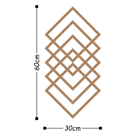 Decoratiune de perete, Geometry, Metal, 30 x 60 cm, Cupru