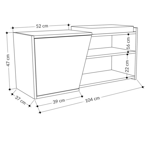 Pantofar Fiona, Decortie, 104x37x47 cm, PAL melaminat, oak