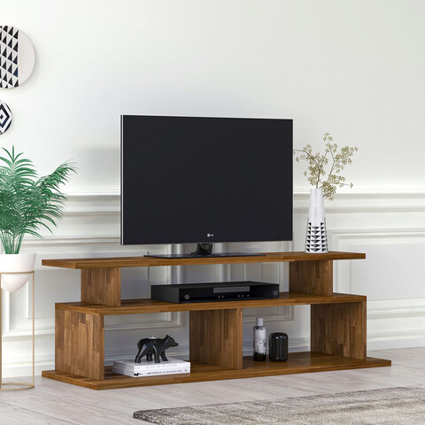 Comoda TV, Woodface, Ella, 110x40x40cm, 100% LEMN MOLID DE PIN, Nuc