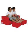 Set fotoliu dublu si 2 taburete pentru copii, Bean Bag, Ferndale, 100x50x40 cm, poliester impermeabil, rosu