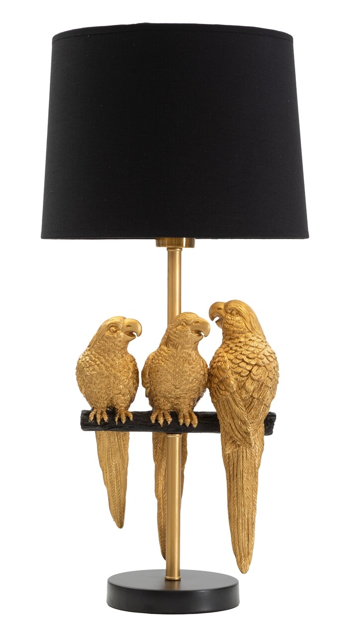 Lampa de masa Parrots, Mauro Ferretti,  1 x E27, 40W, Ø 30x62.5 cm, negru/auriu