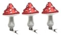 Set 3 globuri Mushroom w dot on, Decoris, 6.5x9 cm, sticla, rosu/alb