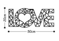 Decoratiune de perete, Love, Metal, Dimensiune: 50 x 20 cm, Negru