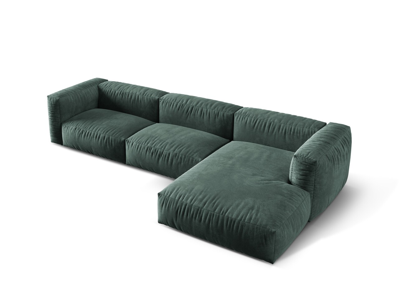 Coltar modular dreapta 3 locuri, Martina-120, Micadoni Home, 332x176x75 cm, catifea, petrol - 1 | YEO