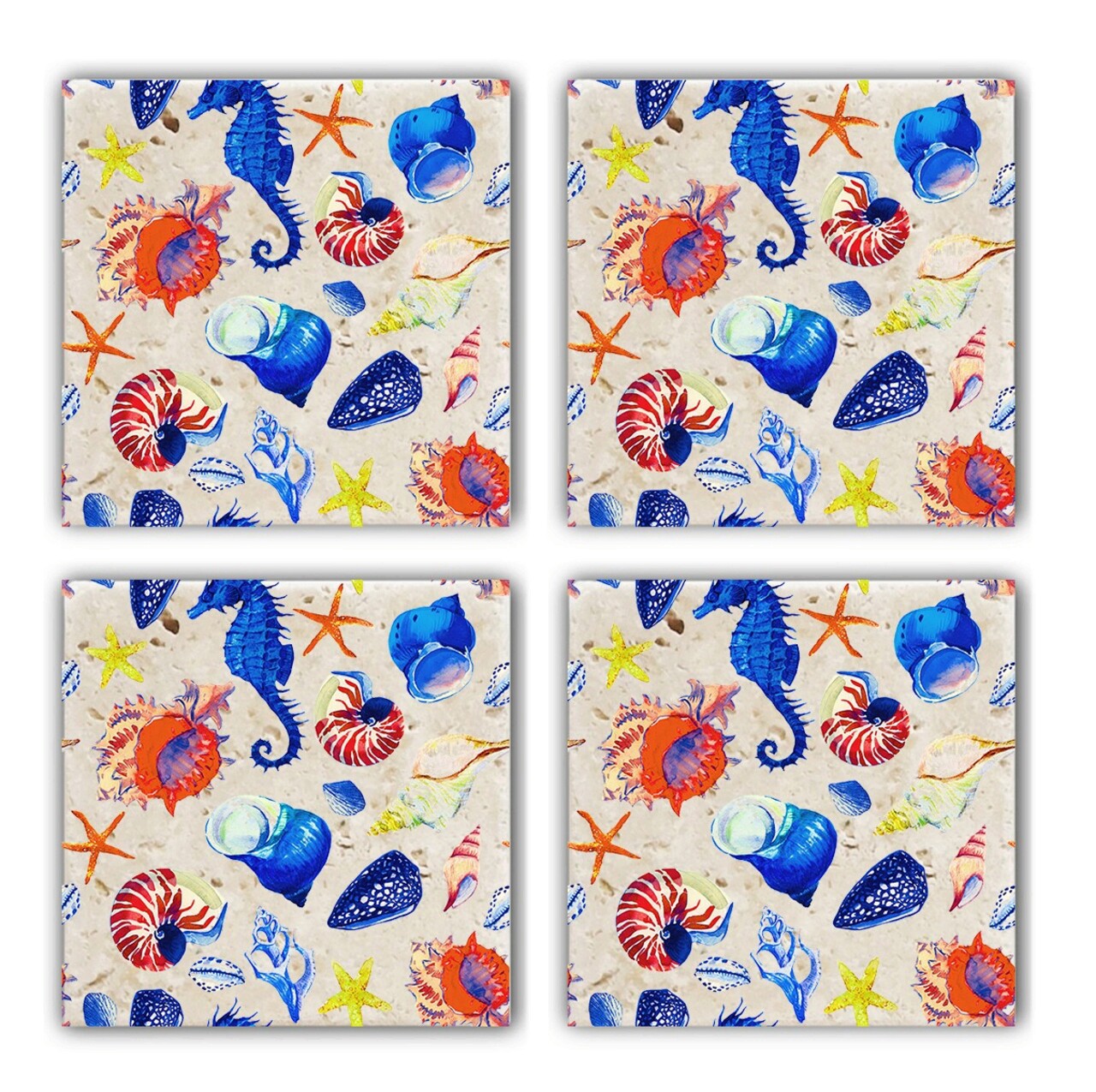 Set suporturi de pahare, Taylor, 366TYR1144, Piatra, 10 x 10 x 1 cm, 4 piese, Multicolor