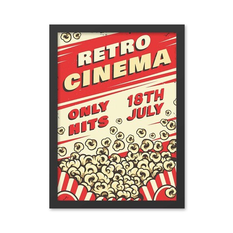 Tablou decorativ, Retro Cinema (35 x 45), MDF , Polistiren, Crem / Roșu