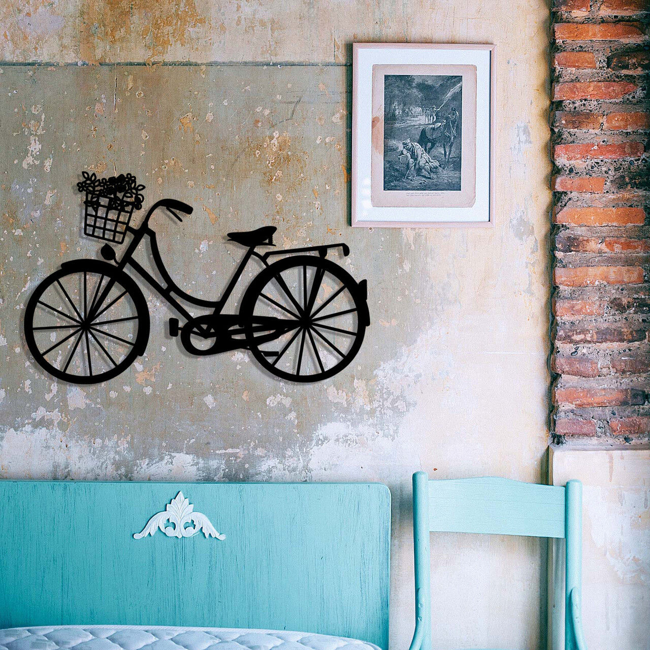 Decoratiune de perete, Bike, metal, 65 x 40 cm, negru - 1 | YEO