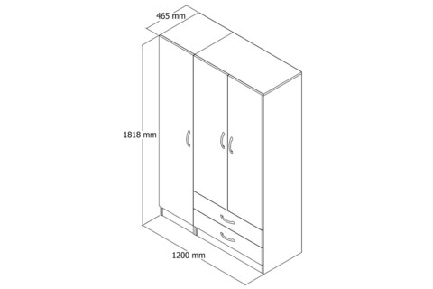 Dulap pentru haine, Tanmob, GRD0502, 120x181.8x46.5 cm, PAL , Maro