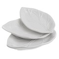 Set 3 platouri pentru servire Leaves, InArt, ceramica, alb