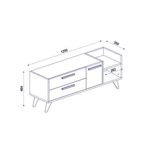 Comoda TV, Olivia, Otto, 120x46.4x35 cm, PAL, Stejar Safir / Alb