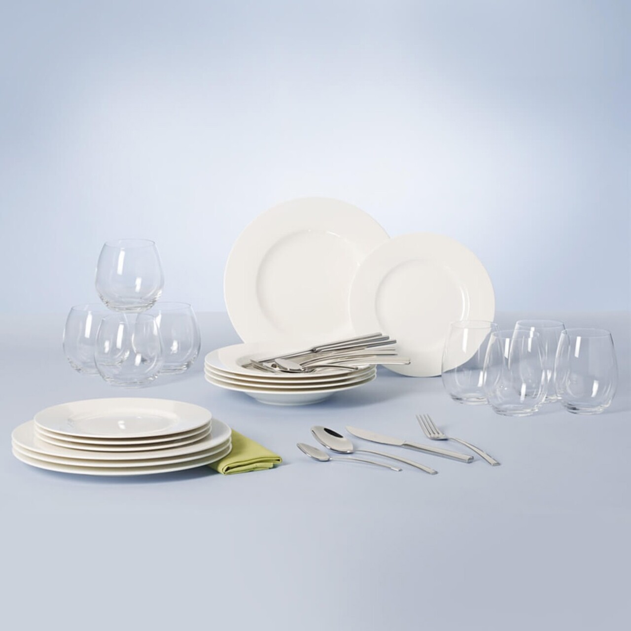 Set de masa 36 piese, Villeroy & Boch, Wonderful World 4 Friends, portelan, sticla cristal, inox - 1 | YEO