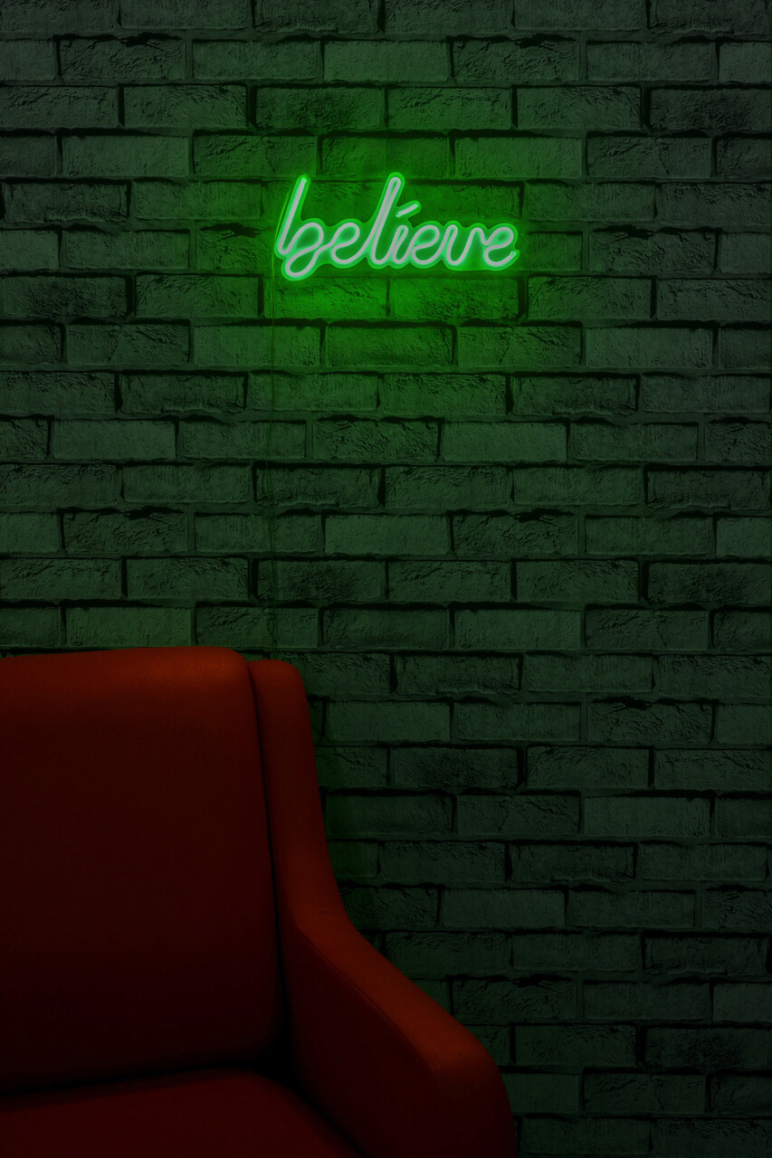 Decoratiune luminoasa LED, Believe, Benzi flexibile de neon, DC 12 V, Verde - 1 | YEO