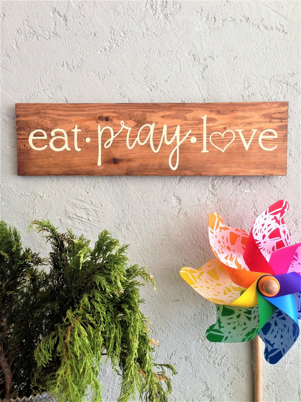 eat pray love online subtitrat in romana Decoratiune de perete, Eat Pray Love, 15x55x1.8 cm, Lemn , Nuc deschis