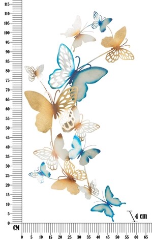 Decoratiune de perete Butterflies Light Blue, Mauro Ferretti, 59.5x111.5 cm, fier, multicolor