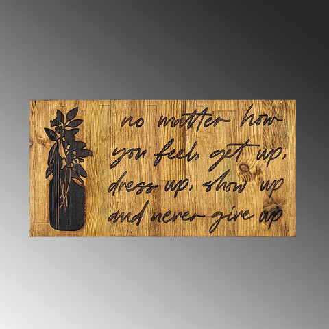 Decoratiune de perete, No Matter How You Feel, Lemn, Dimensiune: 30 x 3 x 58 cm, Nuc / Negru