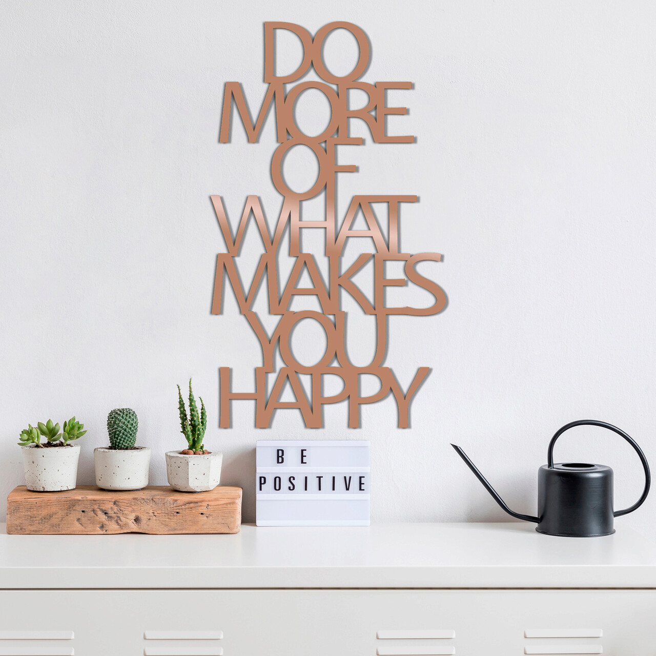 Decoratiune de perete, Do More Of What Makes You Happy, Metal, Dimensiune: 41 x 70 cm, Cupru