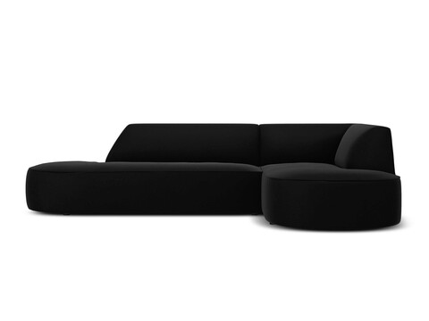 Coltar dreapta 4 locuri, Ruby, Micadoni Home, BL, forma rotunjita, fara cotiera, 273x180x69 cm, catifea, negru