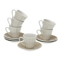 Set 6 cesti cu farfurie pentru cafea Eris, Versa, 5.8 x 5.8 x 6 cm, portelan