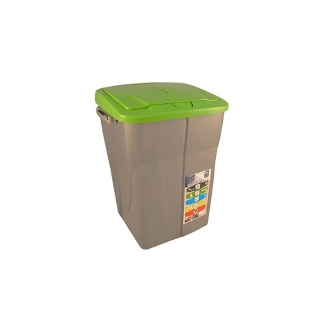 Cos de gunoi ECO BIN cu capac push, colectare selectiva, plastic, 45 L, verde