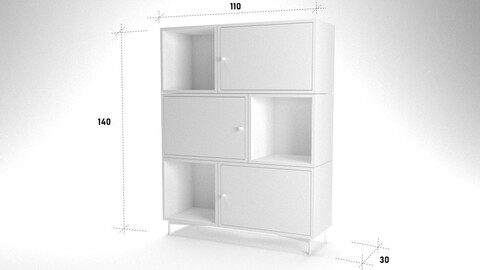 Biblioteca Bengu, Kalune Design, 140x30x110 cm, maro/antracit/galben