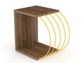 Masuta de cafea Rafevi Case Side, 47 x 30 x 42 cm, PAL/metal, walnut/galben