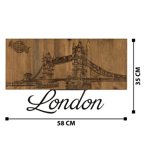 Decoratiune de perete, London, Metal, Dimensiune: 46 x 52 cm, Nuc negru