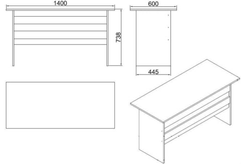 Birou, Locelso, Vario A, 140x73.8x60 cm, Stejar / Negru