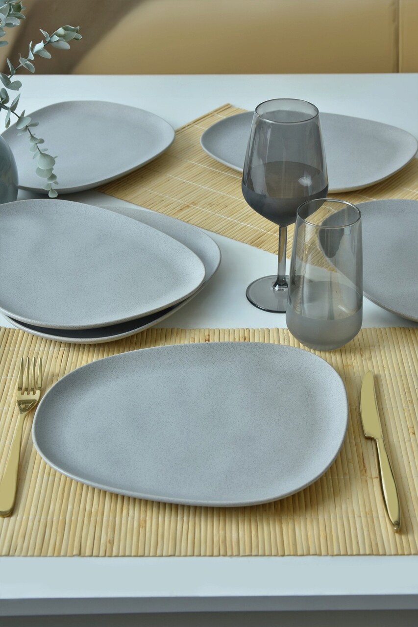 Set platouri pentru servire, Keramika, 275KRM2212, 100% CERAMICA / , Nu absoarbe apa, Gri Mat