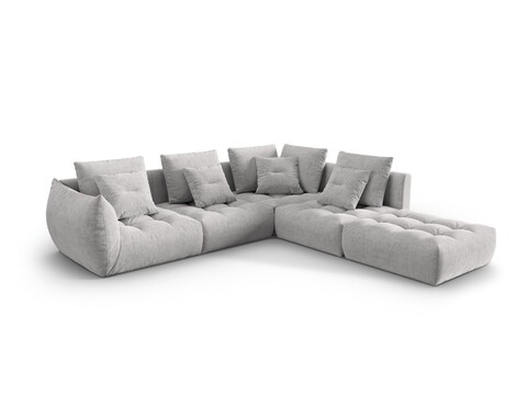 Coltar modular dreapta 4 locuri, Bloom-86, Micadoni Home, 316x310x95 cm, tesatura structurata, argintiu