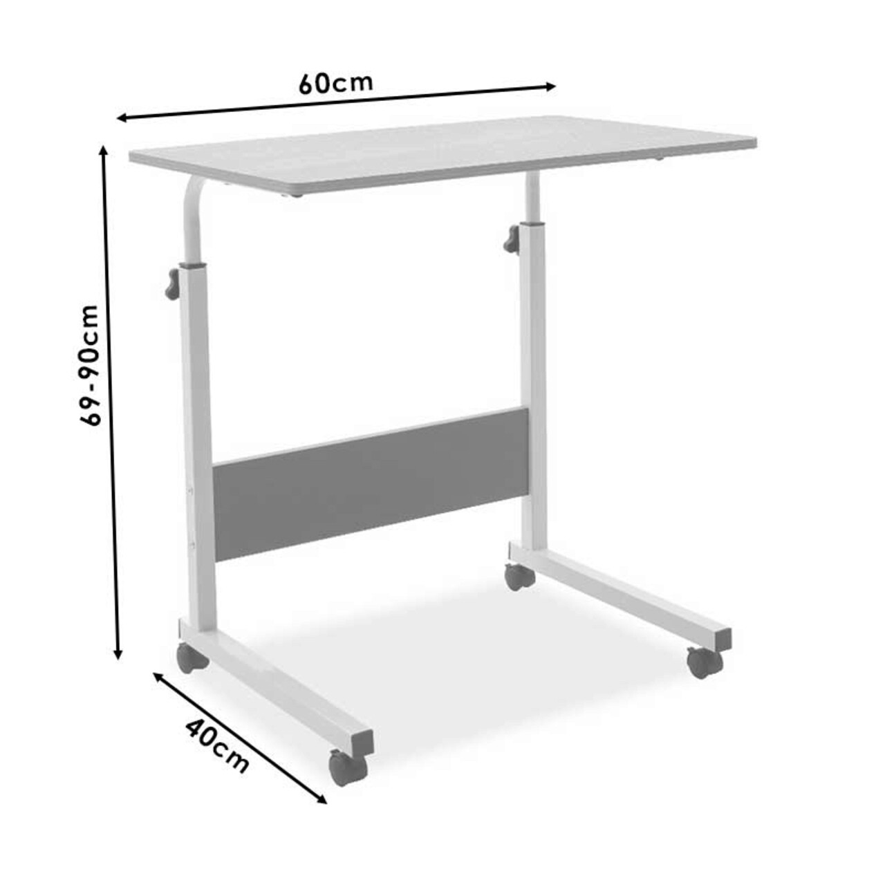 Birou cu inaltime ajutabila si roti Piper, Pakoworld, 60x40x69-90 cm, MDF/metal, maro deschis/alb