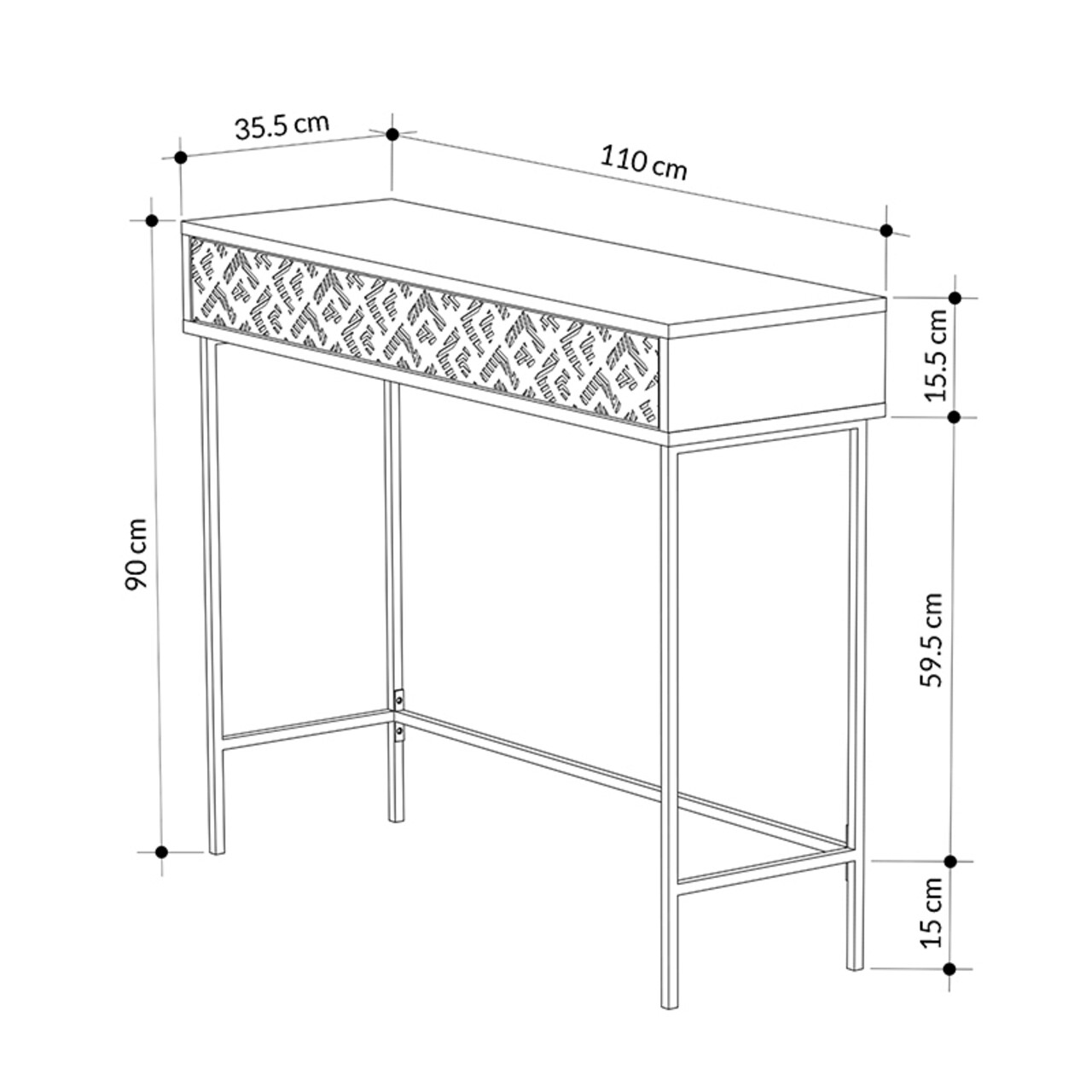 Consola Elettra, Pakoworld, 110x35.5x90 cm, PAL/metal, antracit/negru