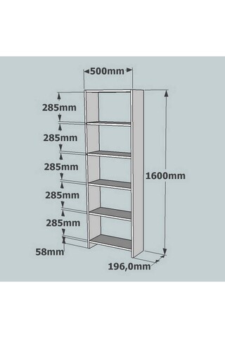 Biblioteca New, Puqa Design, 50x19.6x160 cm, alb