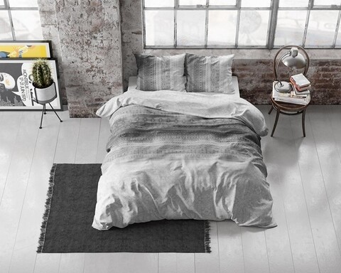 Lenjerie de pat dubla Satin SB Jessy Grey, Dreamhouse, 3 piese, 200x220 cm, bumbac satinat, gri