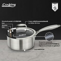 Cratita cu capac 2 L, Titanium3, Cooking by Heinner, 18x9 cm, inox/sticla, argintiu