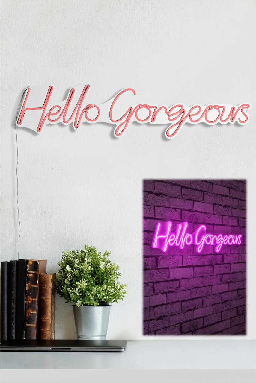 Decoratiune luminoasa LED, Hello Gorgeous, Benzi flexibile de neon, DC 12 V, Roz - 1 | YEO