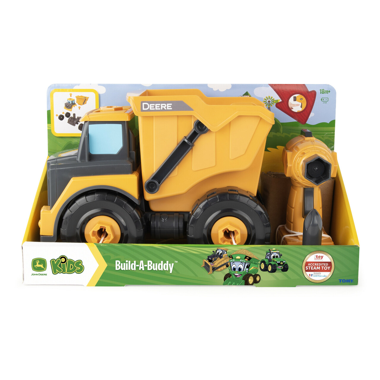 Jucarie Construieste-ti basculanta John Deere, 17x14x24 cm, plastic, portocaliu/gri - 1 | YEO