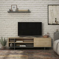 Comoda TV, Decortie, Stockton, 160x44x35.6 cm, Stejar / Antracit