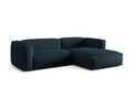 Coltar modular dreapta 2 locuri, Martina-169, Micadoni Home, 283x176x75 cm, tesatura structurata catifelata, albastru jeans