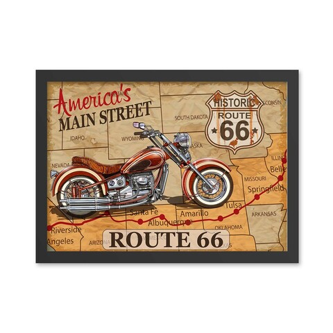 Tablou decorativ, Route 66 (40 x 55), MDF , Polistiren, Multicolor