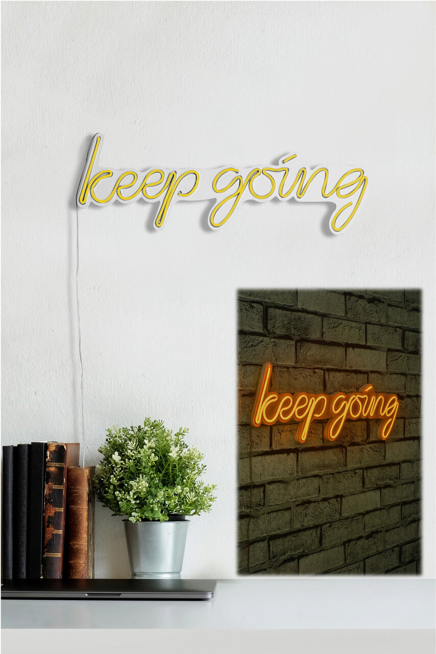 Decoratiune luminoasa LED, Keep Going, Benzi flexibile de neon, DC 12 V, Galben - 1 | YEO